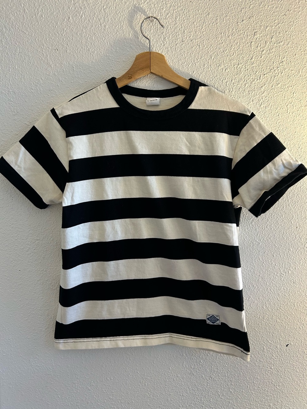 NON STOCK Black Cream Wide Stripe Heavyweight T Shirt XL